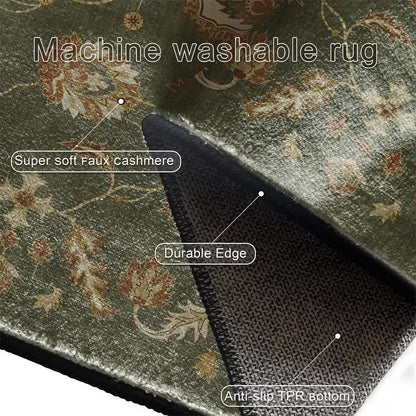 Tapis antidérapant d'intérieur/extérieur à motif floral cachemire