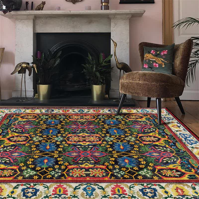 Tapis d'intérieur et d'extérieur coloré à motif floral de style bohème