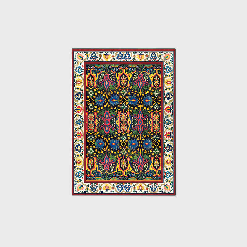 Tapis d'intérieur et d'extérieur coloré à motif floral de style bohème