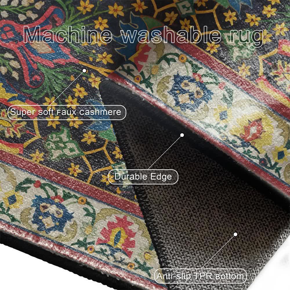Tapis d'intérieur et d'extérieur coloré à motif floral de style bohème