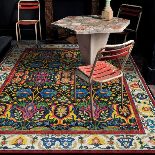 Tapis d'intérieur et d'extérieur coloré à motif floral de style bohème