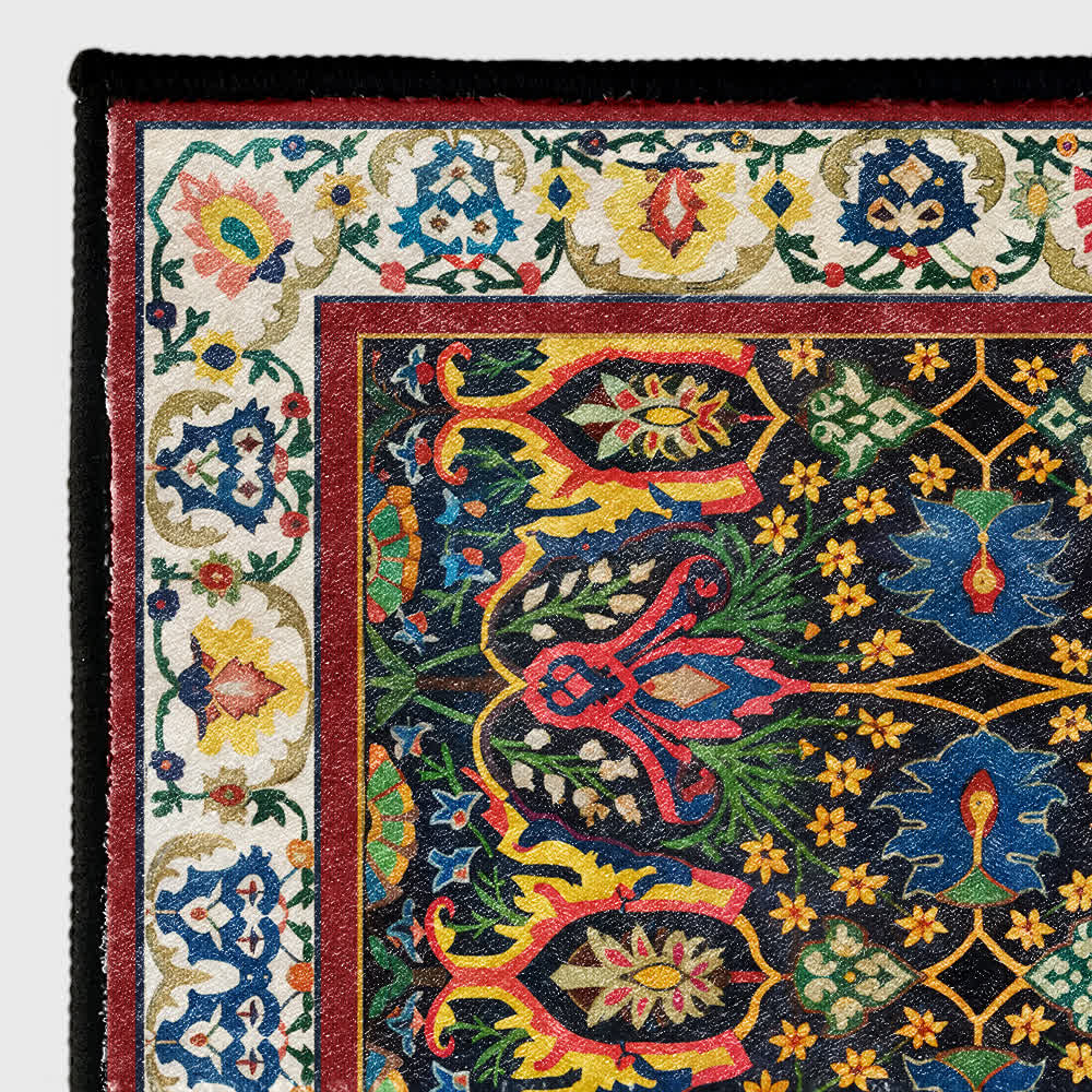 Tapis d'intérieur et d'extérieur coloré à motif floral de style bohème