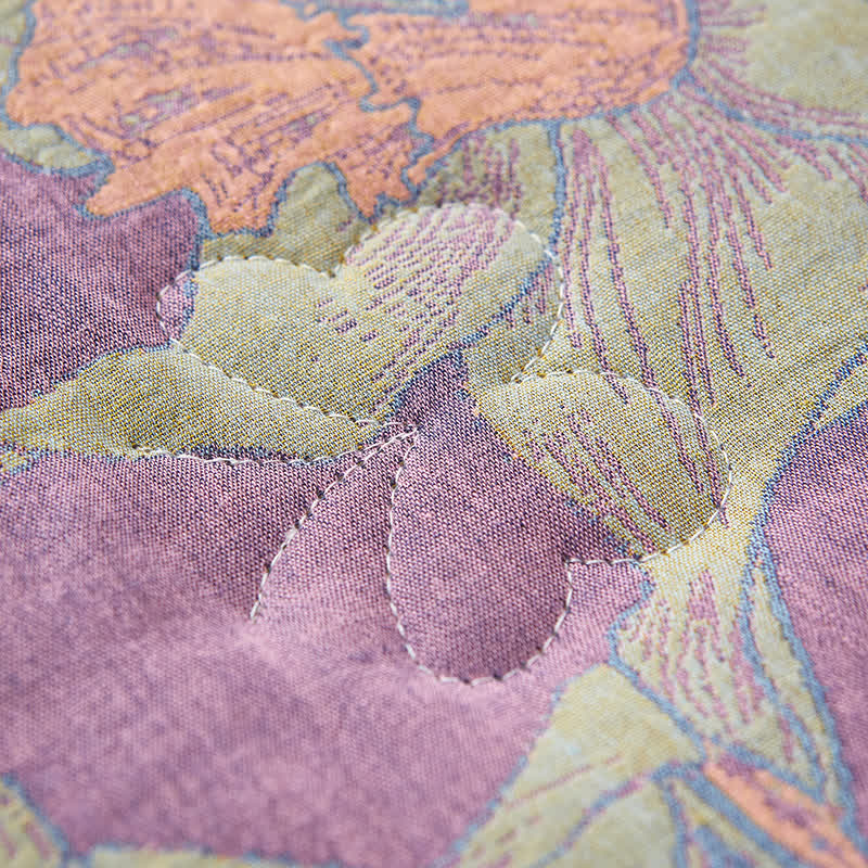 Couverture d'été teinte en fil de gaze de coton avec pétales de fleurs