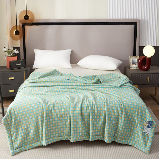 Couette d'été en gaze de coton teintée en fil avec motif rétro