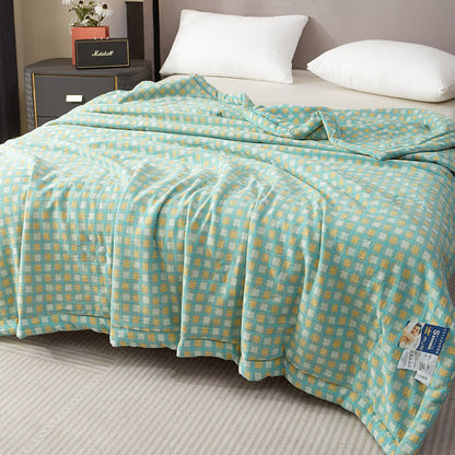 Couette d'été en gaze de coton teintée en fil avec motif rétro