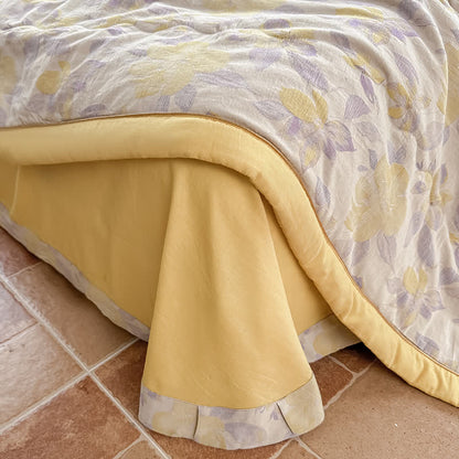 Élégante couverture d'été en pur coton avec motif floral et gaze à deux couches