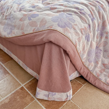 Élégante couverture d'été en pur coton avec motif floral et gaze à deux couches