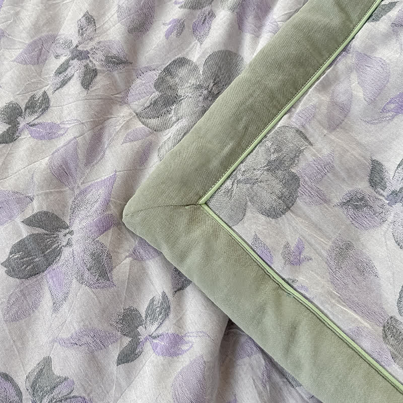 Élégante couverture d'été en pur coton avec motif floral et gaze à deux couches