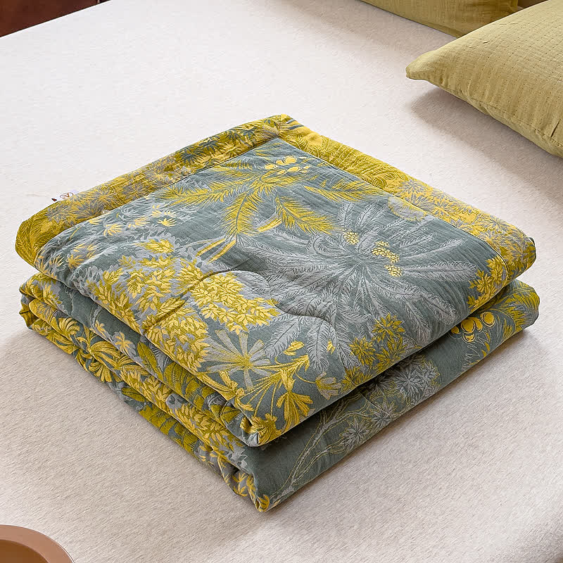 Couverture d'été double épaisseur tropicale vintage en pur coton