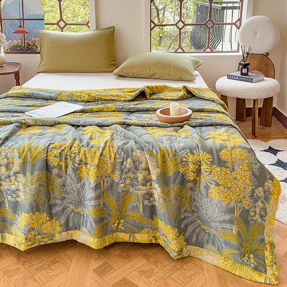 Couverture d'été double épaisseur tropicale vintage en pur coton