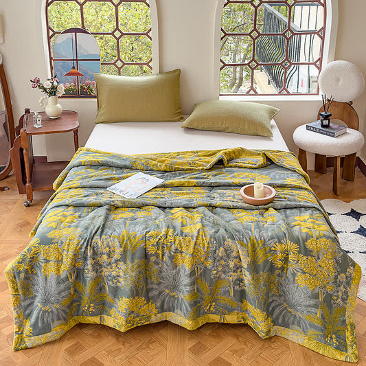 Couverture d'été double épaisseur tropicale vintage en pur coton