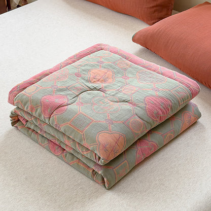 Couverture d'été double couche en bambou rétro en pur coton