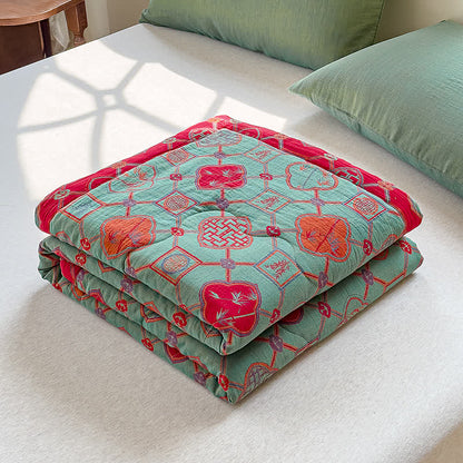 Couverture d'été double couche en bambou rétro en pur coton