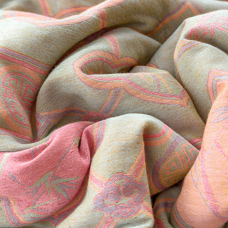 Couverture d'été double couche en bambou rétro en pur coton