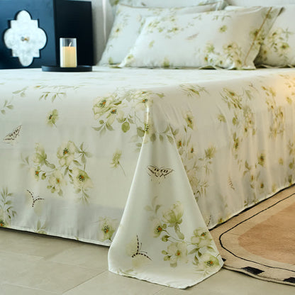 Couverture d'été douce et soyeuse avec motif floral papillon