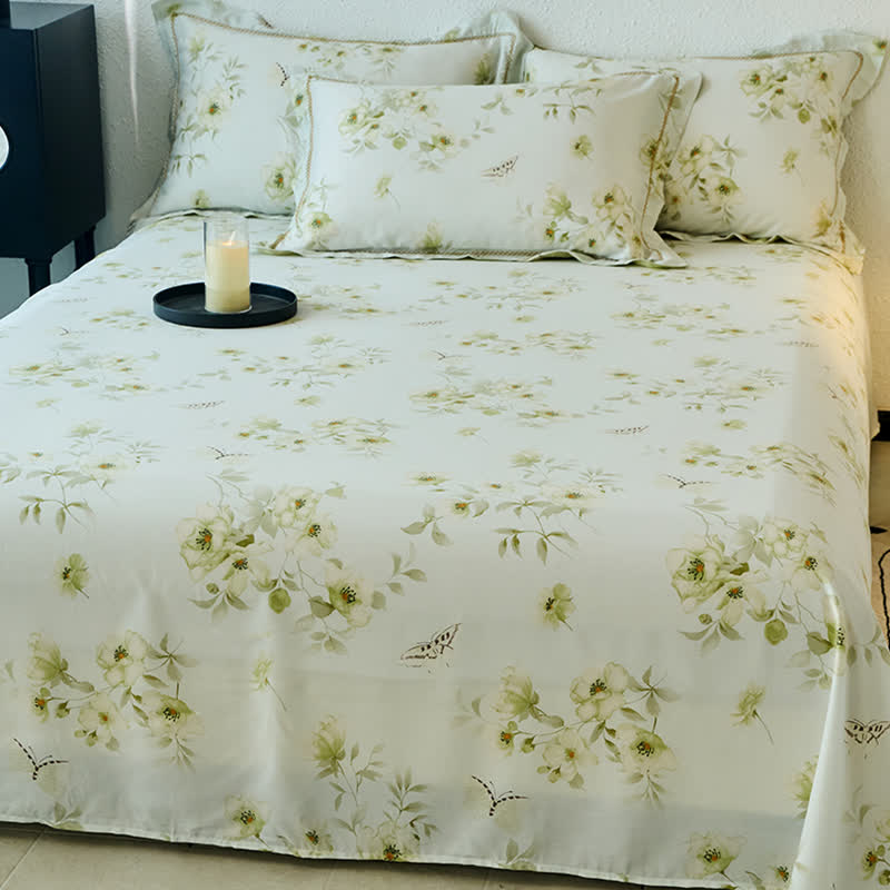 Couverture d'été douce et soyeuse avec motif floral papillon