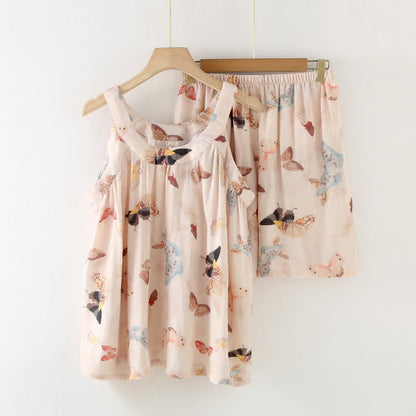 Chemise de nuit à imprimé papillon vintage