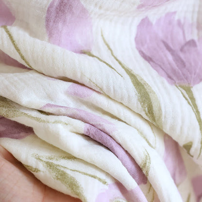 Chemise de nuit en gaze de coton matelassée à imprimé tulipe