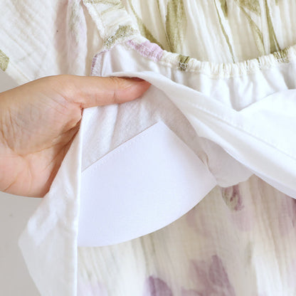 Chemise de nuit en gaze de coton matelassée à imprimé tulipe