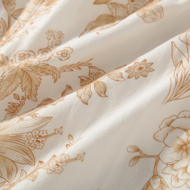 Ensemble de vêtements d'intérieur élégant en gaze de coton double épaisseur à motif floral