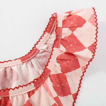 Jolie chemise de nuit en gaze de coton à motif losanges