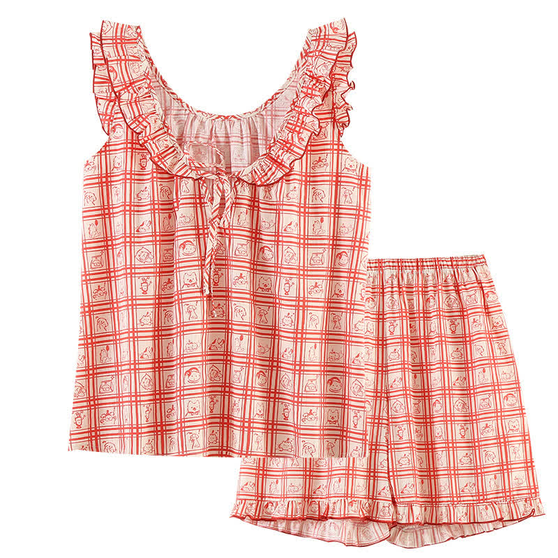 Jolie chemise de nuit en gaze de coton à motif losanges