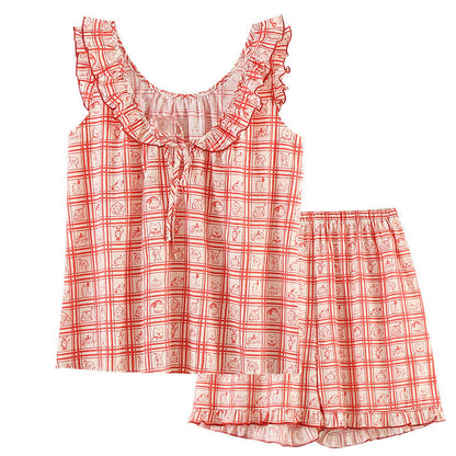 Jolie chemise de nuit en gaze de coton à motif losanges