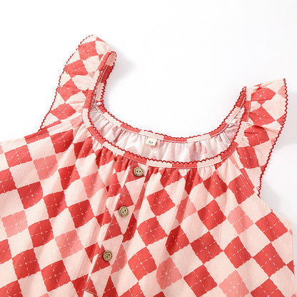 Jolie chemise de nuit en gaze de coton à motif losanges