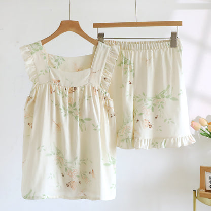 Ensemble de vêtements d'intérieur rembourrés avec volants floraux et papillons
