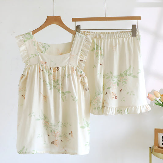 Ensemble de vêtements d'intérieur rembourrés avec volants floraux et papillons
