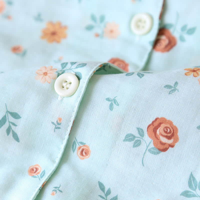Ensemble pyjama rustique en double gaze de coton à motif floral
