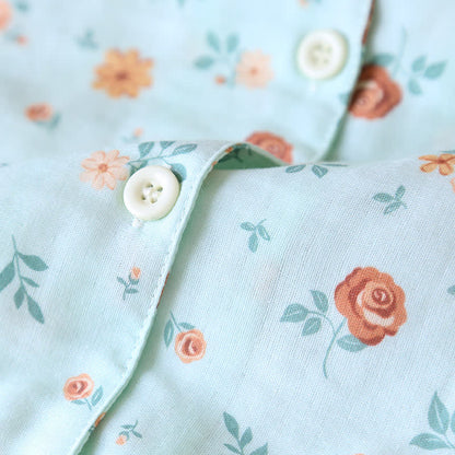Ensemble pyjama rustique en double gaze de coton à motif floral
