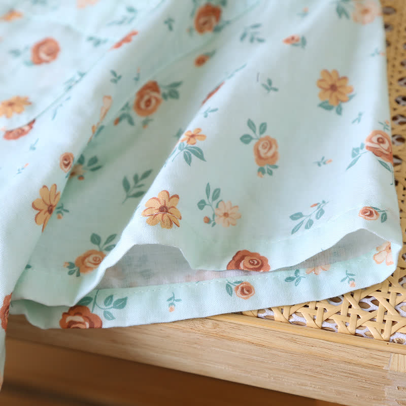 Ensemble pyjama rustique en double gaze de coton à motif floral