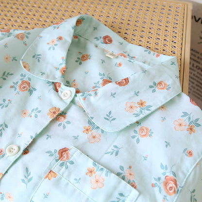 Ensemble pyjama rustique en double gaze de coton à motif floral