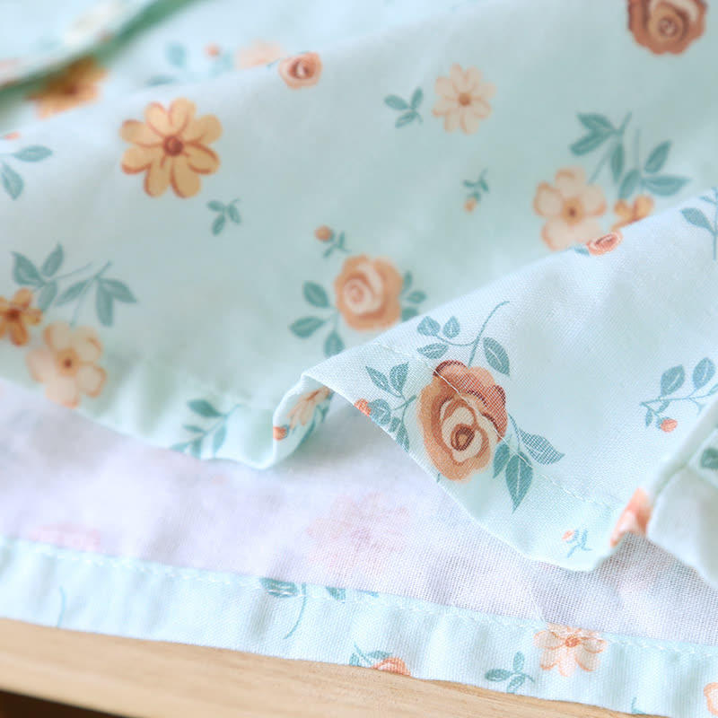 Ensemble pyjama rustique en double gaze de coton à motif floral
