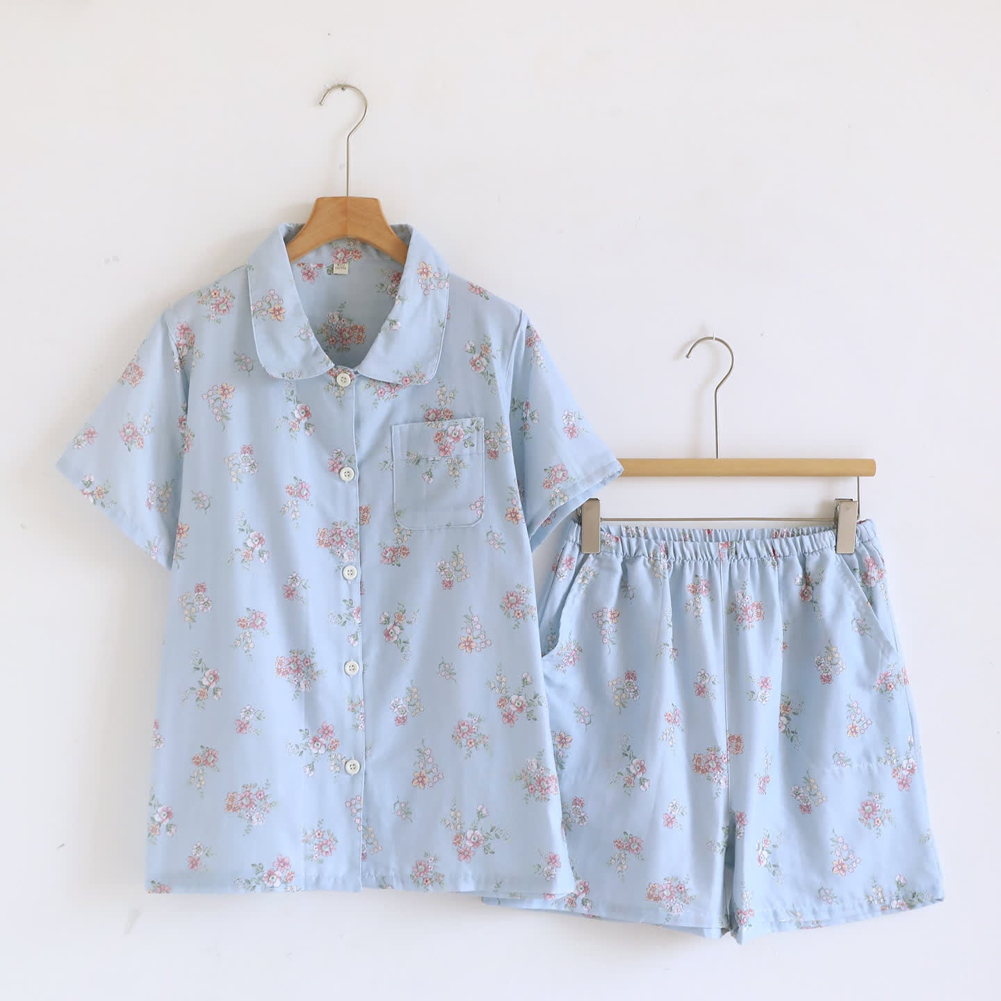 Ensemble pyjama rustique en double gaze de coton à motif floral