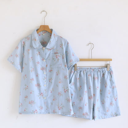 Ensemble pyjama rustique en double gaze de coton à motif floral