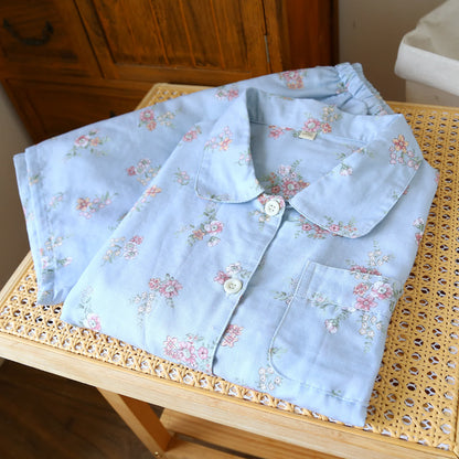 Ensemble pyjama rustique en double gaze de coton à motif floral