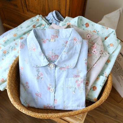 Ensemble pyjama rustique en double gaze de coton à motif floral