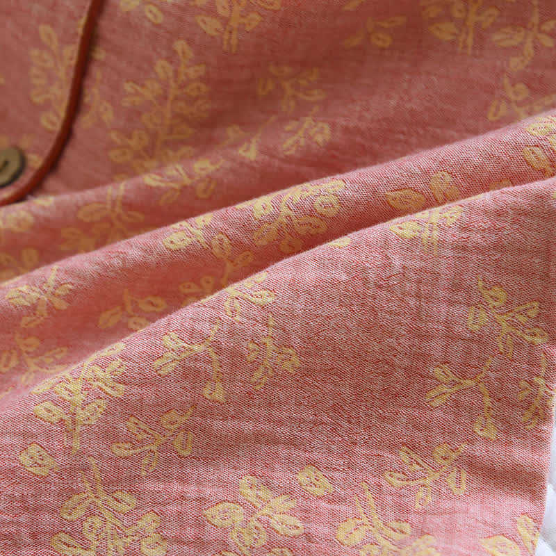 Ensemble pyjama à revers fleuris en jacquard de coton teint en fil