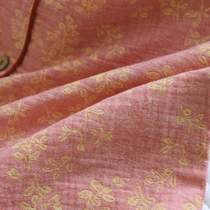 Ensemble pyjama à revers fleuris en jacquard de coton teint en fil