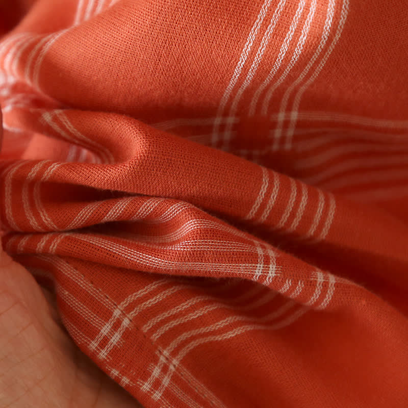 Ensemble de vêtements d'intérieur unisexe en coton teint à carreaux
