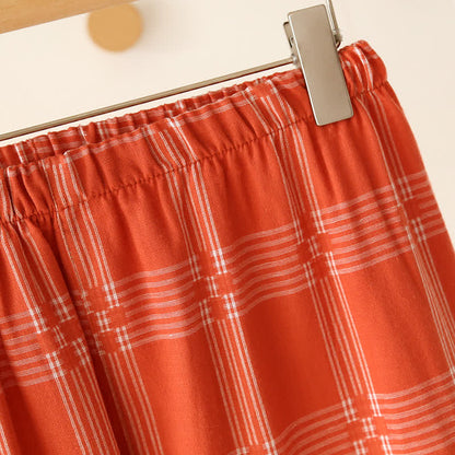 Ensemble de vêtements d'intérieur unisexe en coton teint à carreaux
