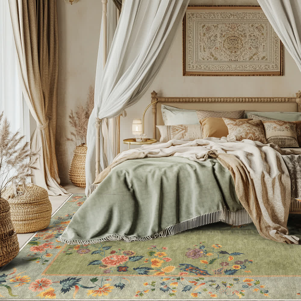 Tapis antidérapant à motifs floraux pour l'intérieur et l'extérieur