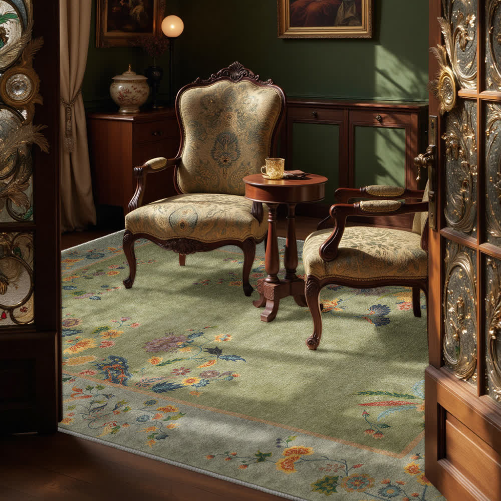 Tapis antidérapant à motifs floraux pour l'intérieur et l'extérieur