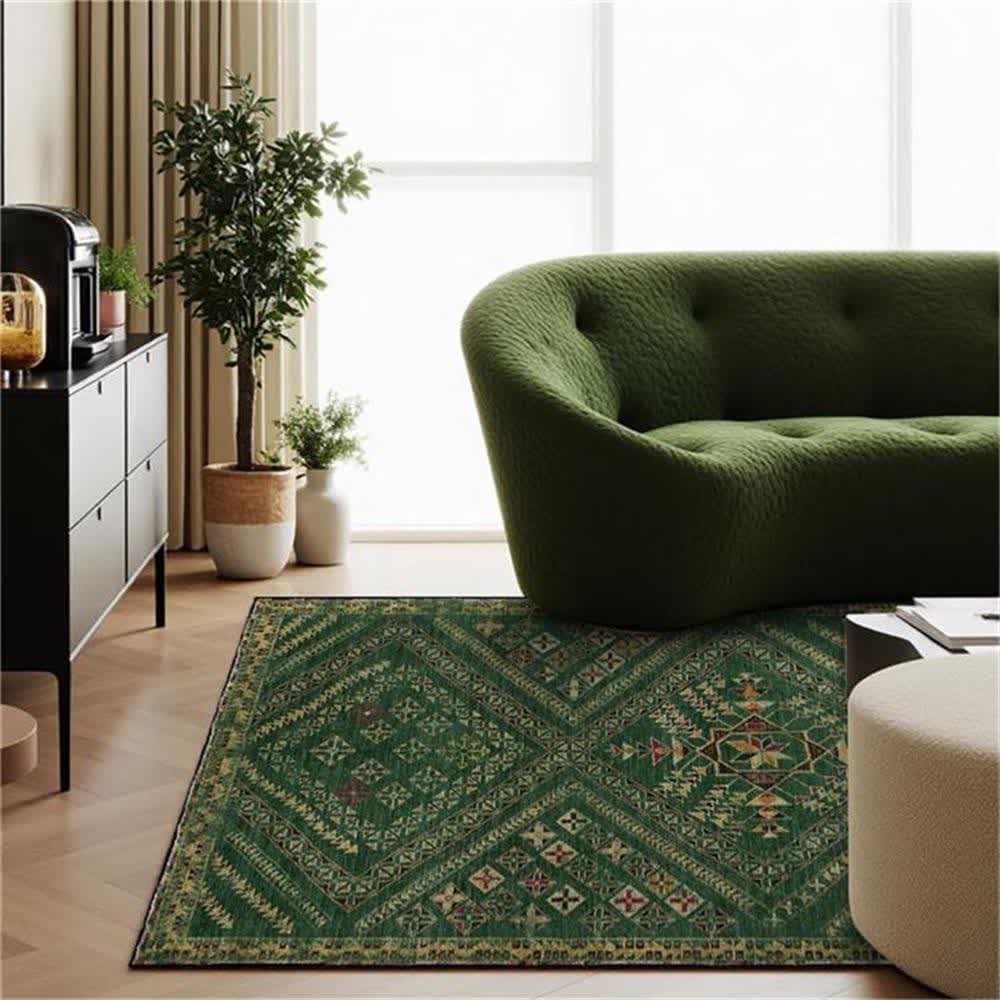Tapis marocain géométrique vert foncé