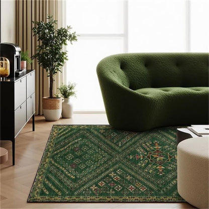 Tapis marocain géométrique vert foncé
