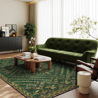 Tapis marocain géométrique vert foncé