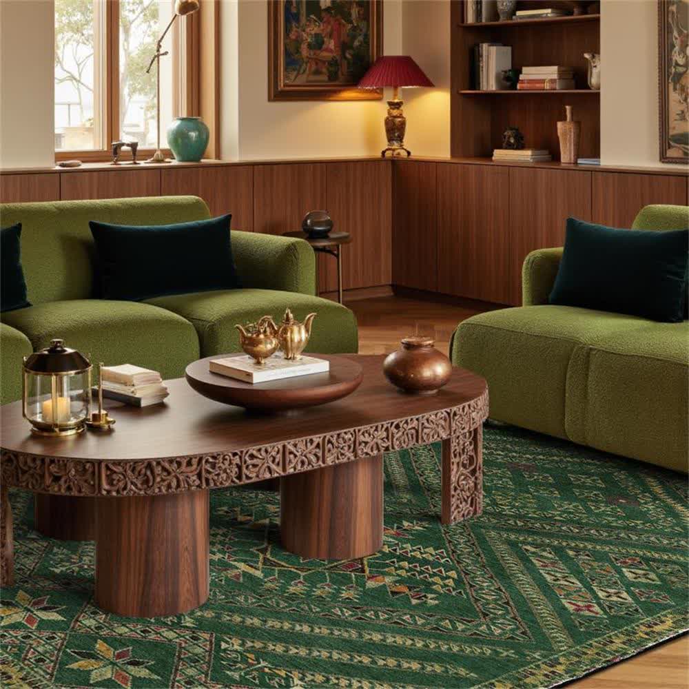 Tapis marocain géométrique vert foncé