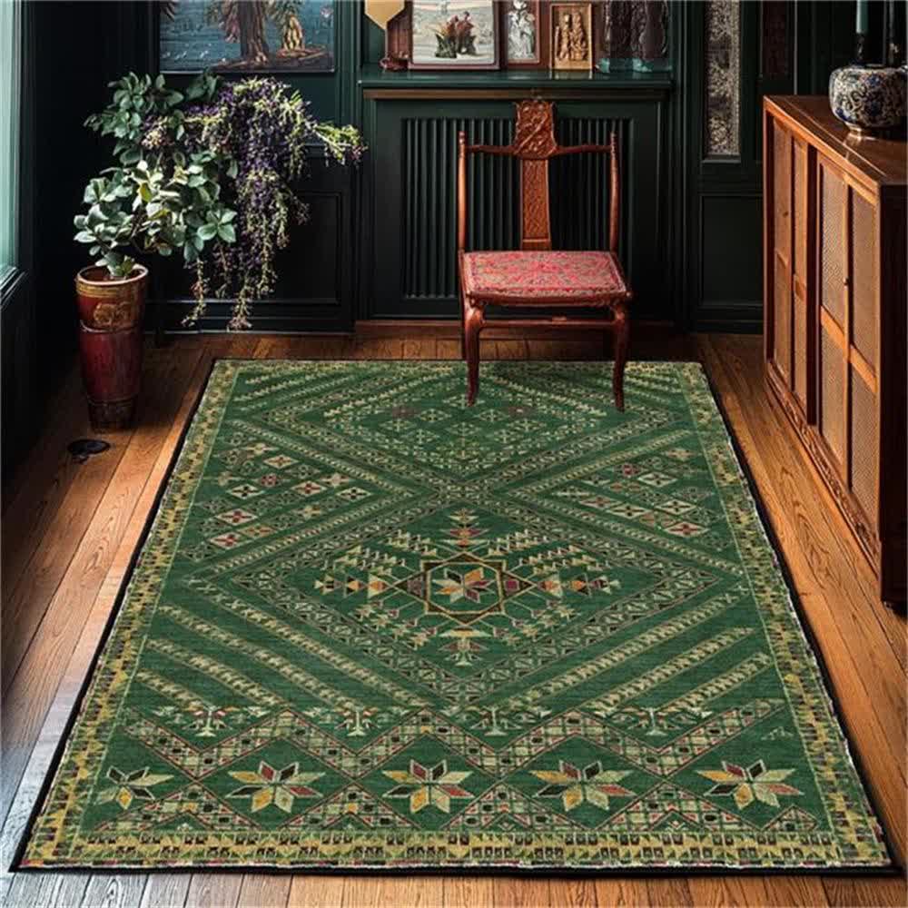 Tapis marocain géométrique vert foncé